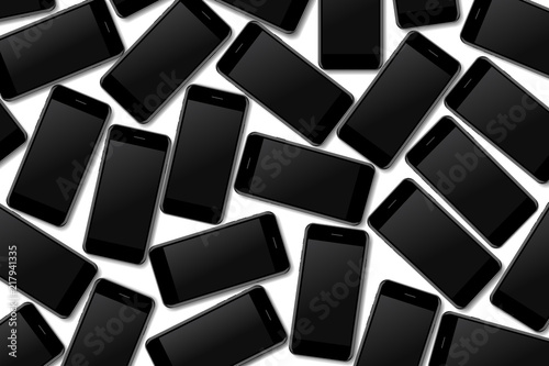 High detailed, realistic smart phones on a background. Vector illustration. 
