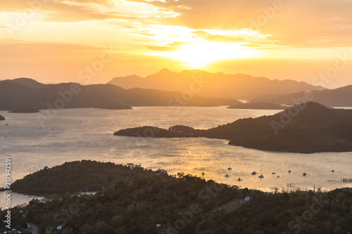 Sunset over the landscape of Coron bay  philippines