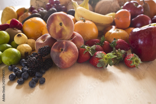 fruit fresh on wooden table