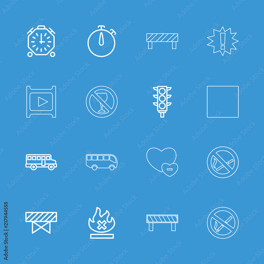 Collection of 16 stop outline icons Collection of 16 stop outline icons