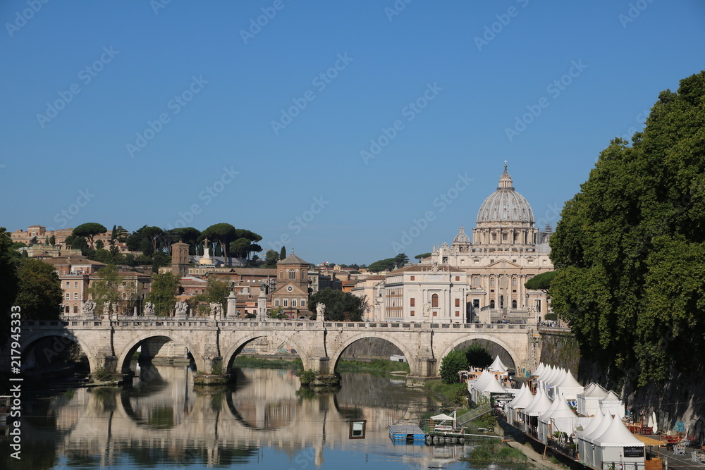 View to Vatican city and Ponte Vittorio Emanuele II in Rome, Italy 