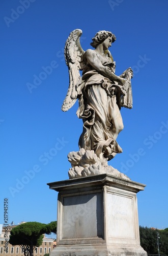 Sculptures at Angel Bridge at Mausoleo di Adriano in Rome  Italy 