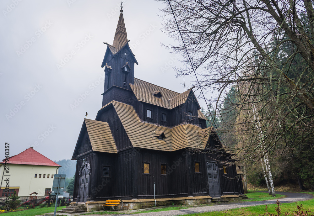 Historical church in Bila, small village in Moravian-Silesian Beskids mountain range in the Czech Republic Historical church in Bila, small village in Moravian-Silesian Beskids mountain range in the Czech Republic