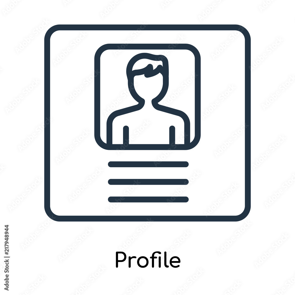 Profile icon vector isolated on white background, Profile sign , line symbols or linear logo design in outline style Profile icon vector isolated on white background, Profile sign , line symbols or linear logo design in outline style