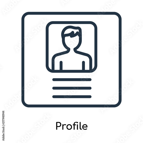 Profile icon vector isolated on white background, Profile sign , line symbols or linear logo design in outline style