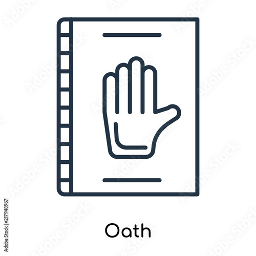 Oath icon vector isolated on white background, Oath sign , thin symbols or lined elements in outline style