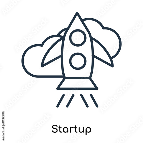 Startup icon vector isolated on white background, Startup sign , thin symbols or lined elements in outline style