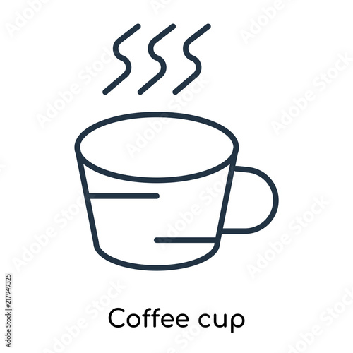 Coffee cup icon vector isolated on white background  Coffee cup sign   thin symbols or lined elements in outline style
