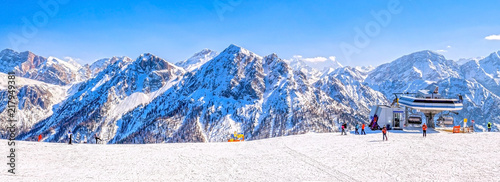 Dolomites ski slope in winter