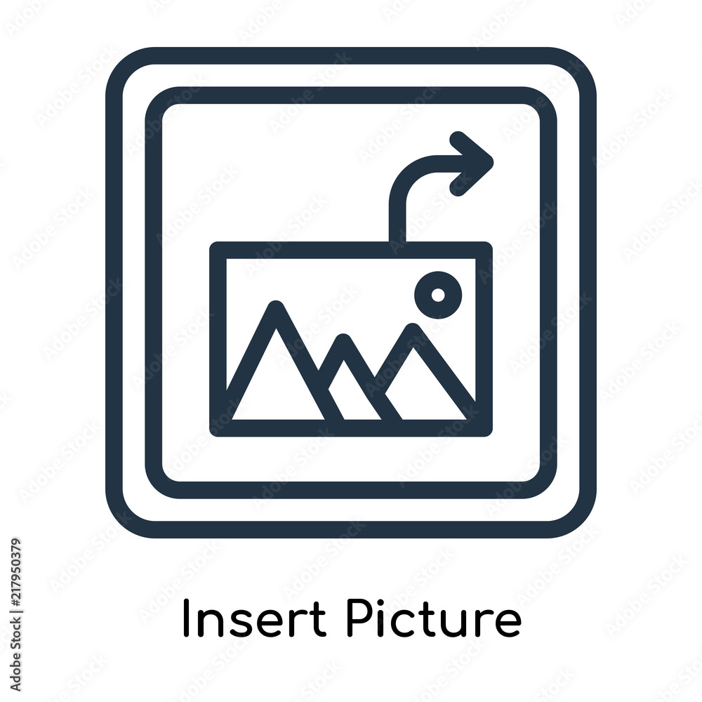 Insert Picture icon vector isolated on white background, Insert Picture  sign , line symbols or linear logo design in outline style Stock Vector