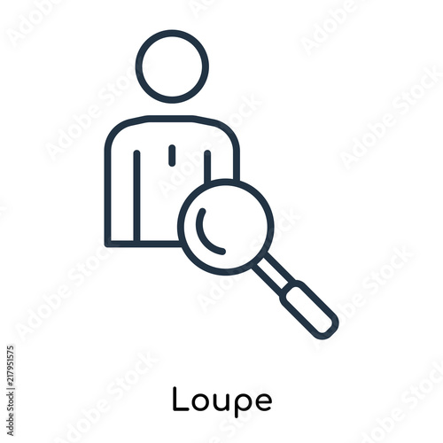 Loupe icon vector isolated on white background, Loupe sign , thin symbols or lined elements in outline style
