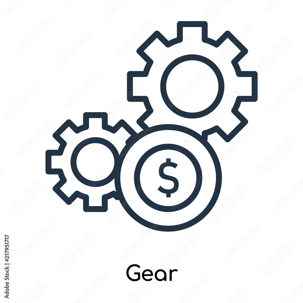 Gear icon vector isolated on white background, Gear sign , thin symbols or lined elements in outline style Gear icon vector isolated on white background, Gear sign , thin symbols or lined elements in outline style