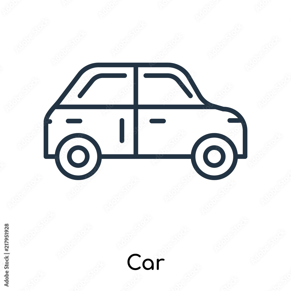 Car icon vector isolated on white background, Car sign , thin symbols or lined elements in outline style