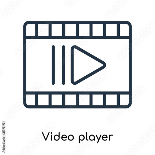 Video player icon vector isolated on white background, Video player sign , line symbols or linear logo design in outline style