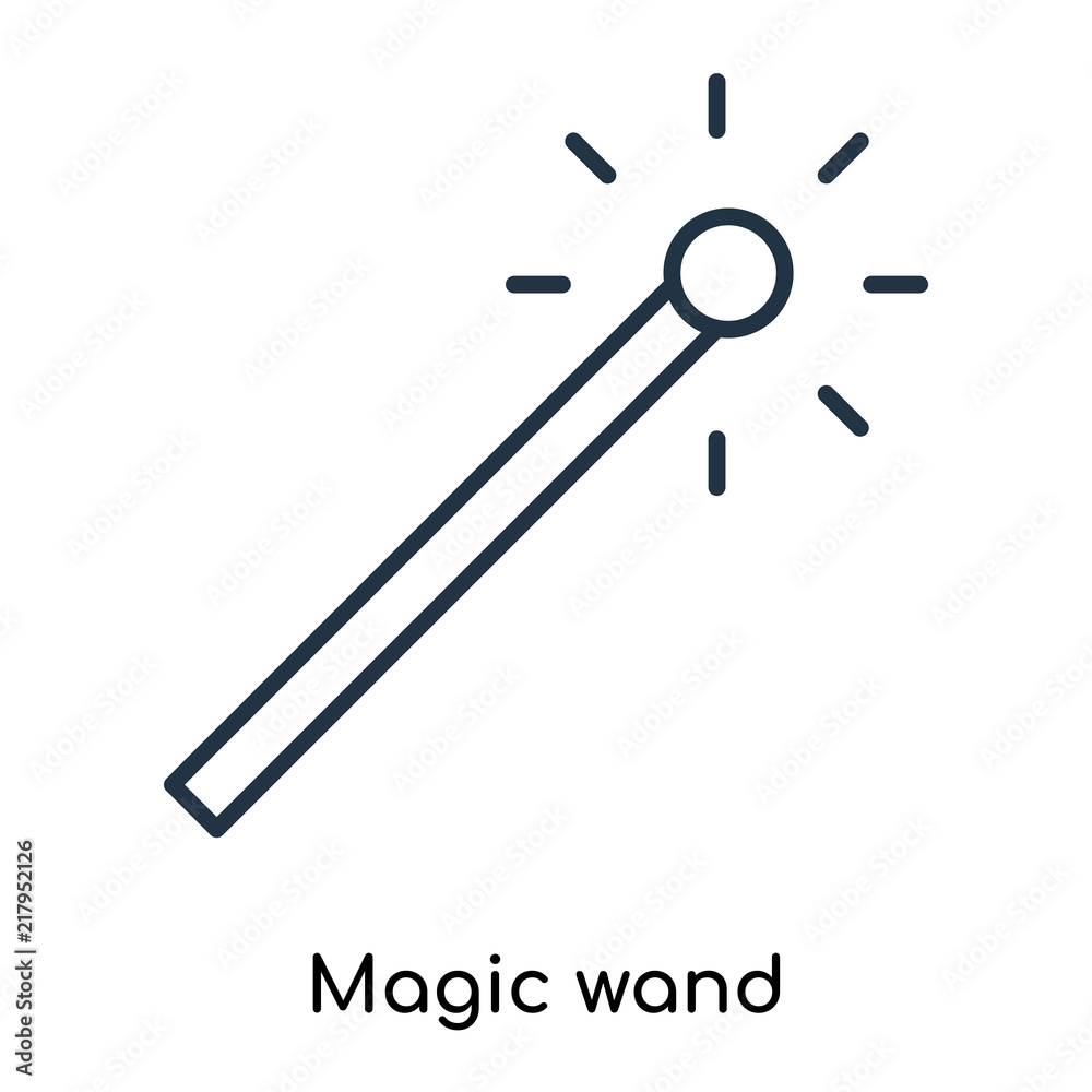 Magic wand icon vector isolated on white background, Magic wand sign , thin symbols or lined elements in outline style Magic wand icon vector isolated on white background, Magic wand sign , thin symbols or lined elements in outline style