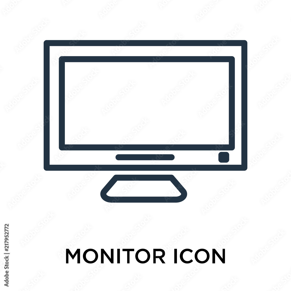 Monitor icon vector isolated on white background, Monitor sign , thin symbol or stroke element design in outline style Monitor icon vector isolated on white background, Monitor sign , thin symbol or stroke element design in outline style