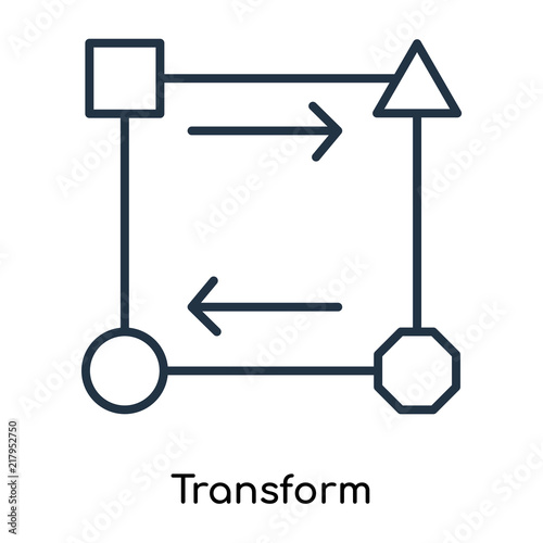 Transform icon vector isolated on white background, Transform sign , thin symbols or lined elements in outline style