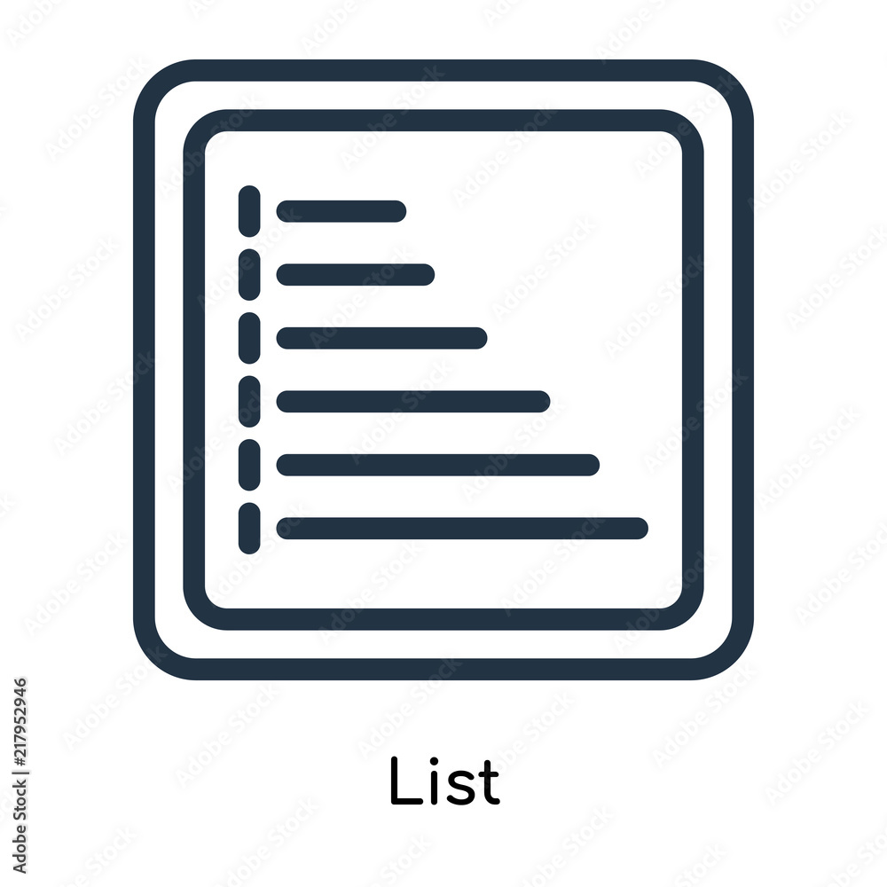 List icon vector isolated on white background, List sign , line symbols ...