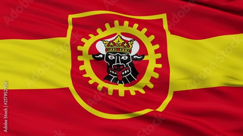Grevesmuhlen closeup flag, city of Germany, realistic animation seamless loop - 10 seconds long photo
