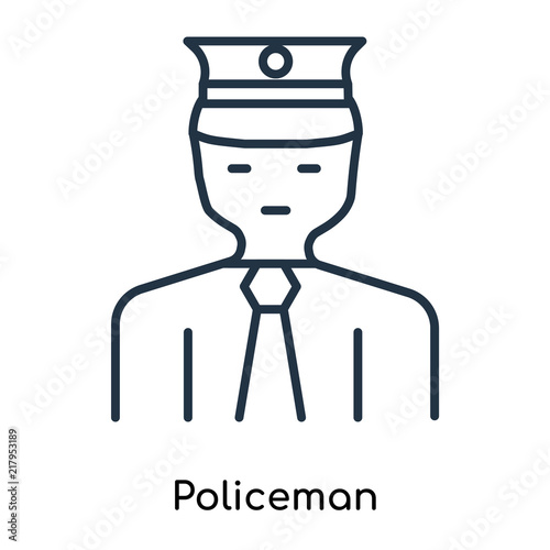 Policeman icon vector isolated on white background, Policeman sign , thin symbols or lined elements in outline style