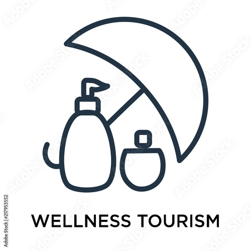 Wellness Tourism icon vector isolated on white background, Wellness Tourism sign , thin elements or linear logo design in outline style © vectorstockcompany