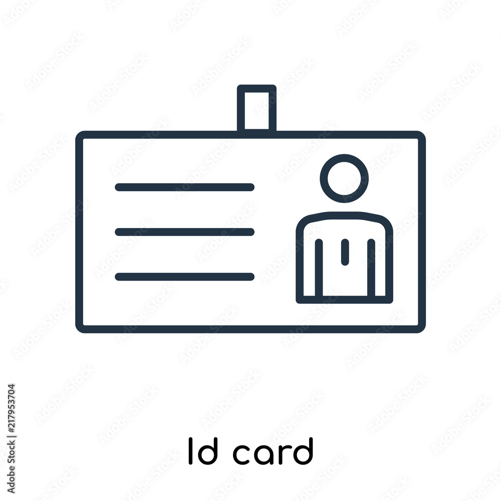 Id card icon vector isolated on white background, Id card sign , thin symbols or lined elements in outline style Id card icon vector isolated on white background, Id card sign , thin symbols or lined elements in outline style