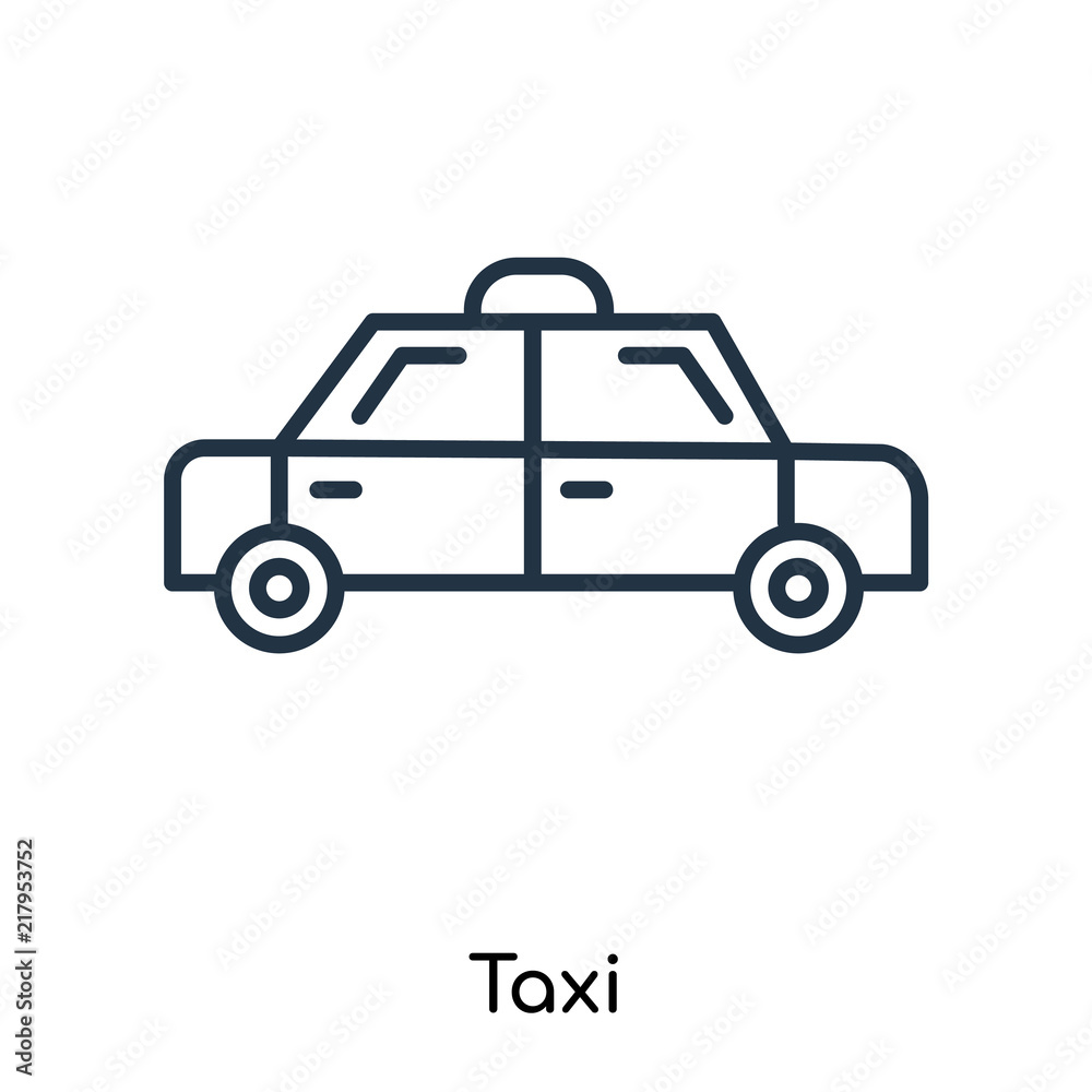 Taxi icon vector isolated on white background, Taxi sign , thin symbols or lined elements in outline style