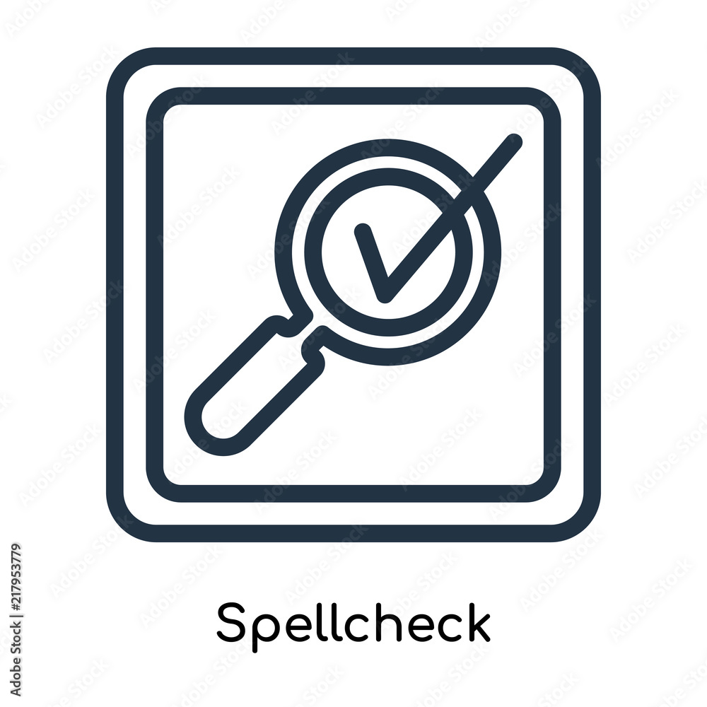 Spellcheck icon vector isolated on white background, Spellcheck sign , line symbols or linear logo design in outline style Spellcheck icon vector isolated on white background, Spellcheck sign , line symbols or linear logo design in outline style