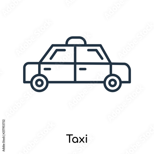 Taxi icon vector isolated on white background  Taxi sign   thin symbols or lined elements in outline style