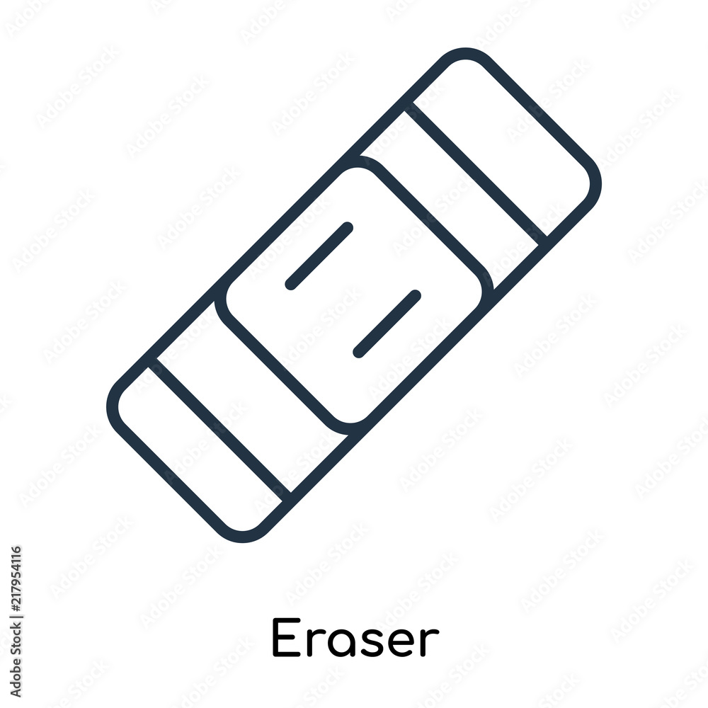 Eraser icon vector isolated on white background, Eraser sign , thin symbols or lined elements in outline style Eraser icon vector isolated on white background, Eraser sign , thin symbols or lined elements in outline style