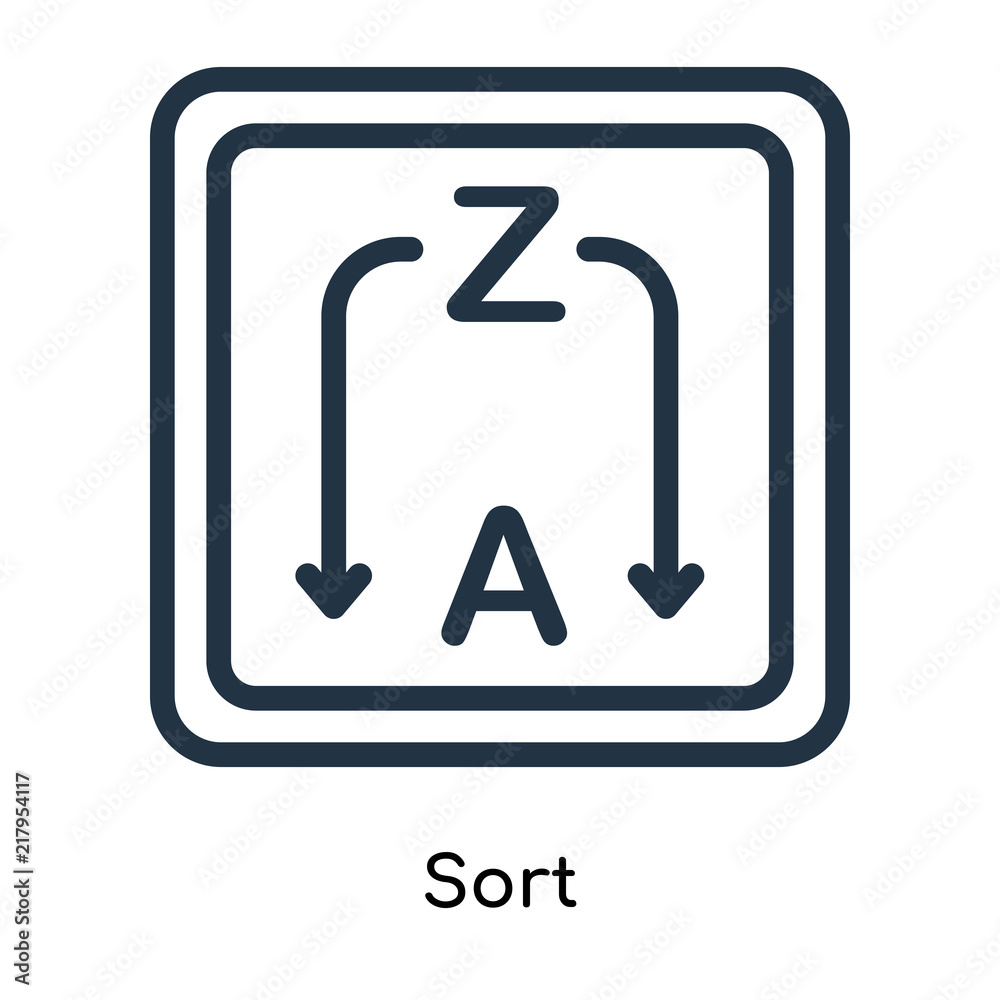 Sort icon vector isolated on white background, Sort sign , line symbols or linear logo design in outline style Sort icon vector isolated on white background, Sort sign , line symbols or linear logo design in outline style