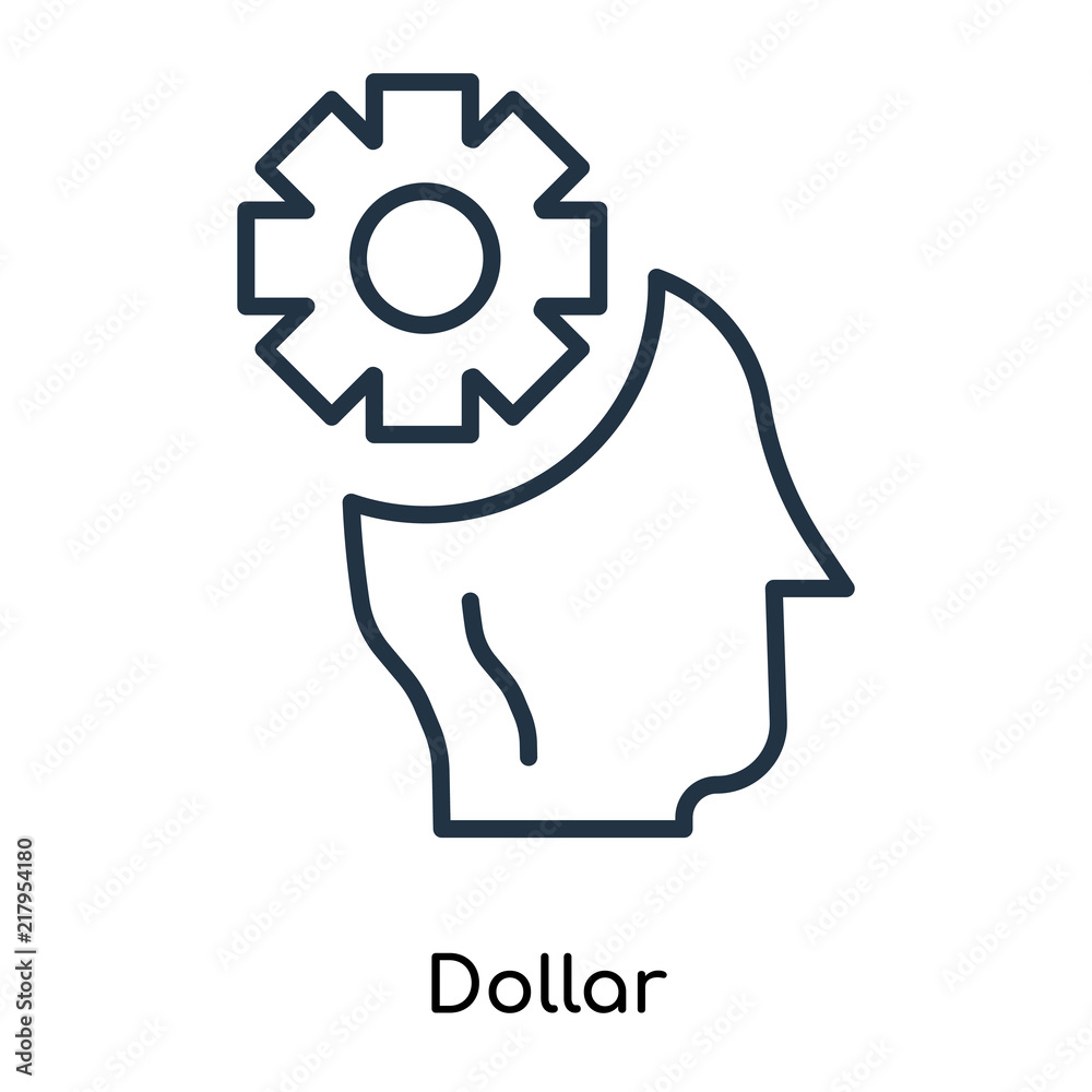 Dollar icon vector isolated on white background, Dollar sign , thin symbols or lined elements in outline style