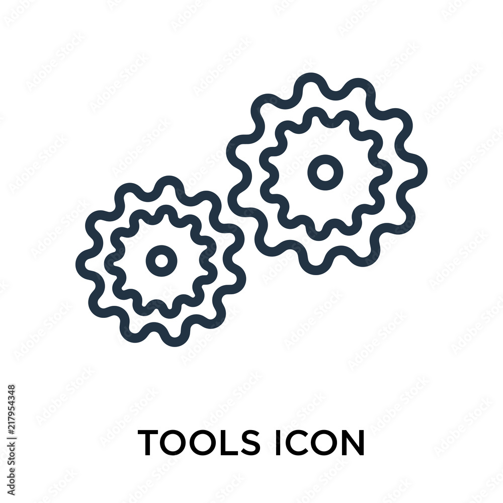 Tools icon vector isolated on white background, Tools sign , thin symbol or stroke element design in outline style Tools icon vector isolated on white background, Tools sign , thin symbol or stroke element design in outline style