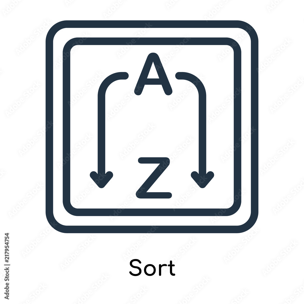 Sort icon vector isolated on white background, Sort sign , line symbols or linear logo design in outline style Sort icon vector isolated on white background, Sort sign , line symbols or linear logo design in outline style