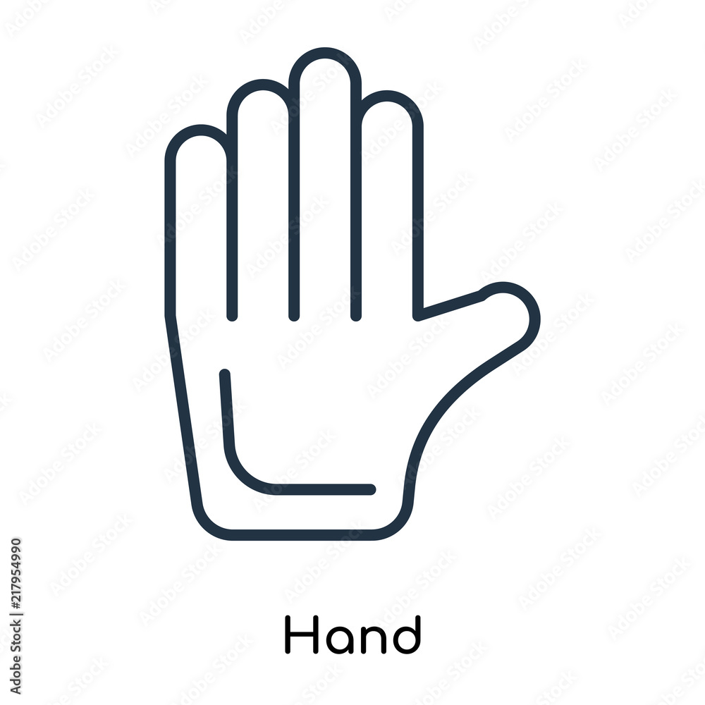 Hand icon vector isolated on white background, Hand sign , thin symbols or lined elements in outline style Hand icon vector isolated on white background, Hand sign , thin symbols or lined elements in outline style
