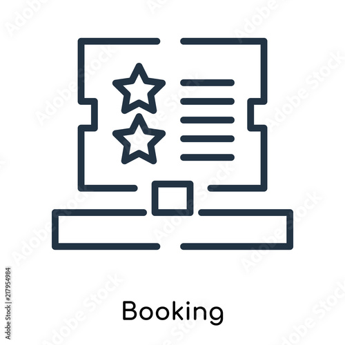 Booking icon vector isolated on white background, Booking sign , thin symbols or lined elements in outline style