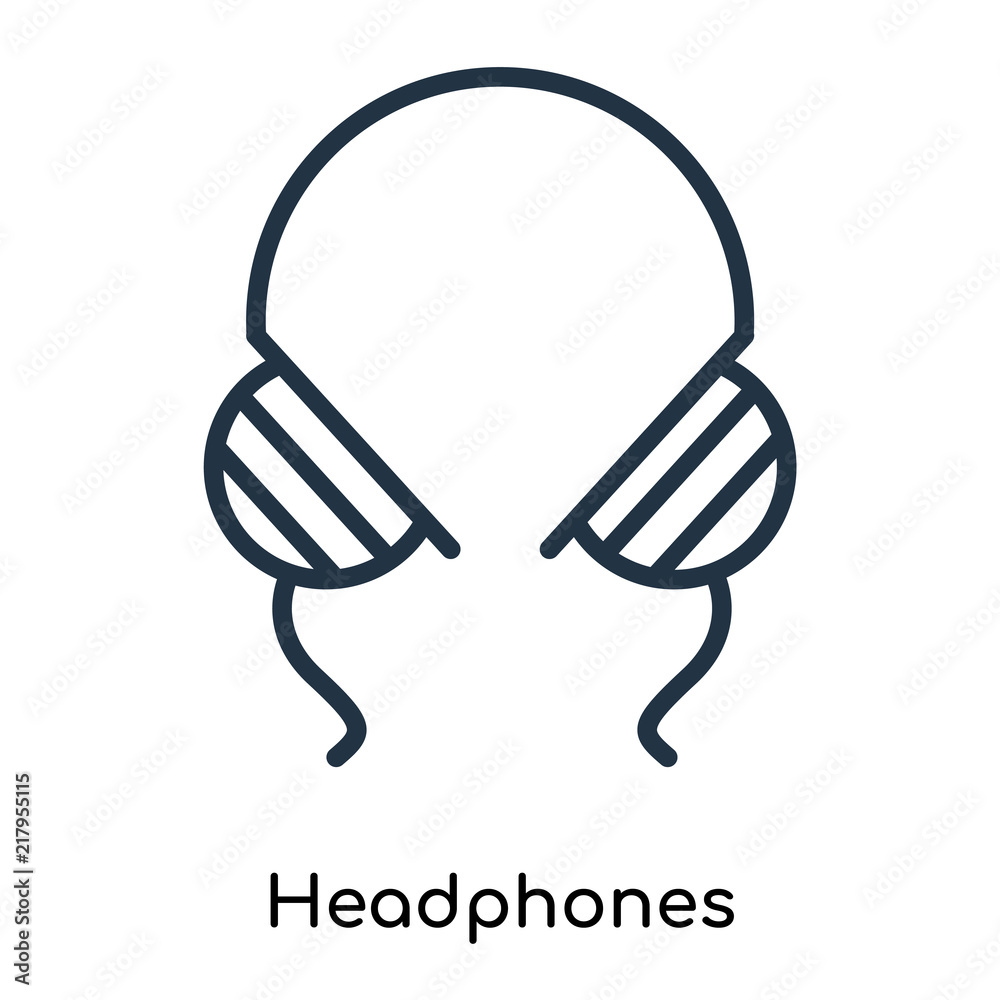 Headphones icon vector isolated on white background, Headphones sign , thin symbols or lined elements in outline style Headphones icon vector isolated on white background, Headphones sign , thin symbols or lined elements in outline style