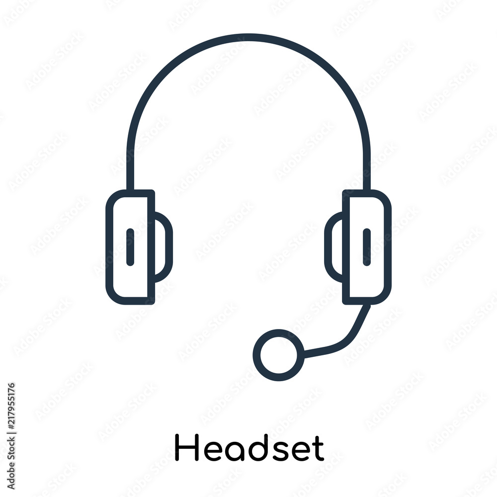 Headset icon vector isolated on white background, Headset sign , thin symbols or lined elements in outline style Headset icon vector isolated on white background, Headset sign , thin symbols or lined elements in outline style