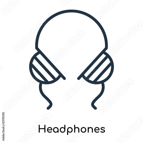 Headphones icon vector isolated on white background, Headphones sign , thin symbols or lined elements in outline style