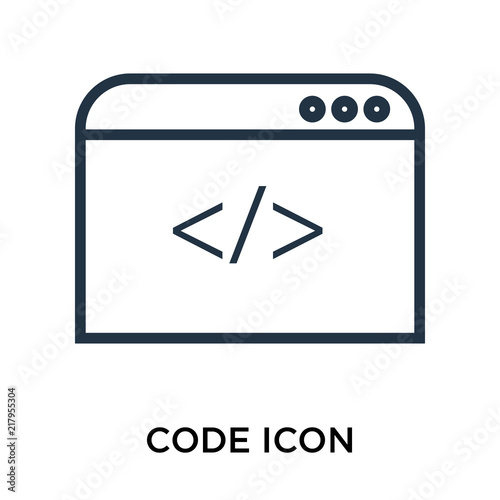 Code icon vector isolated on white background, Code sign , thin symbol or stroke element design in outline style