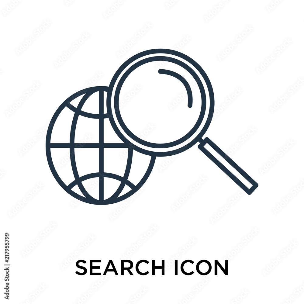 Search icon vector isolated on white background, Search sign , thin symbol or stroke element design in outline style Search icon vector isolated on white background, Search sign , thin symbol or stroke element design in outline style