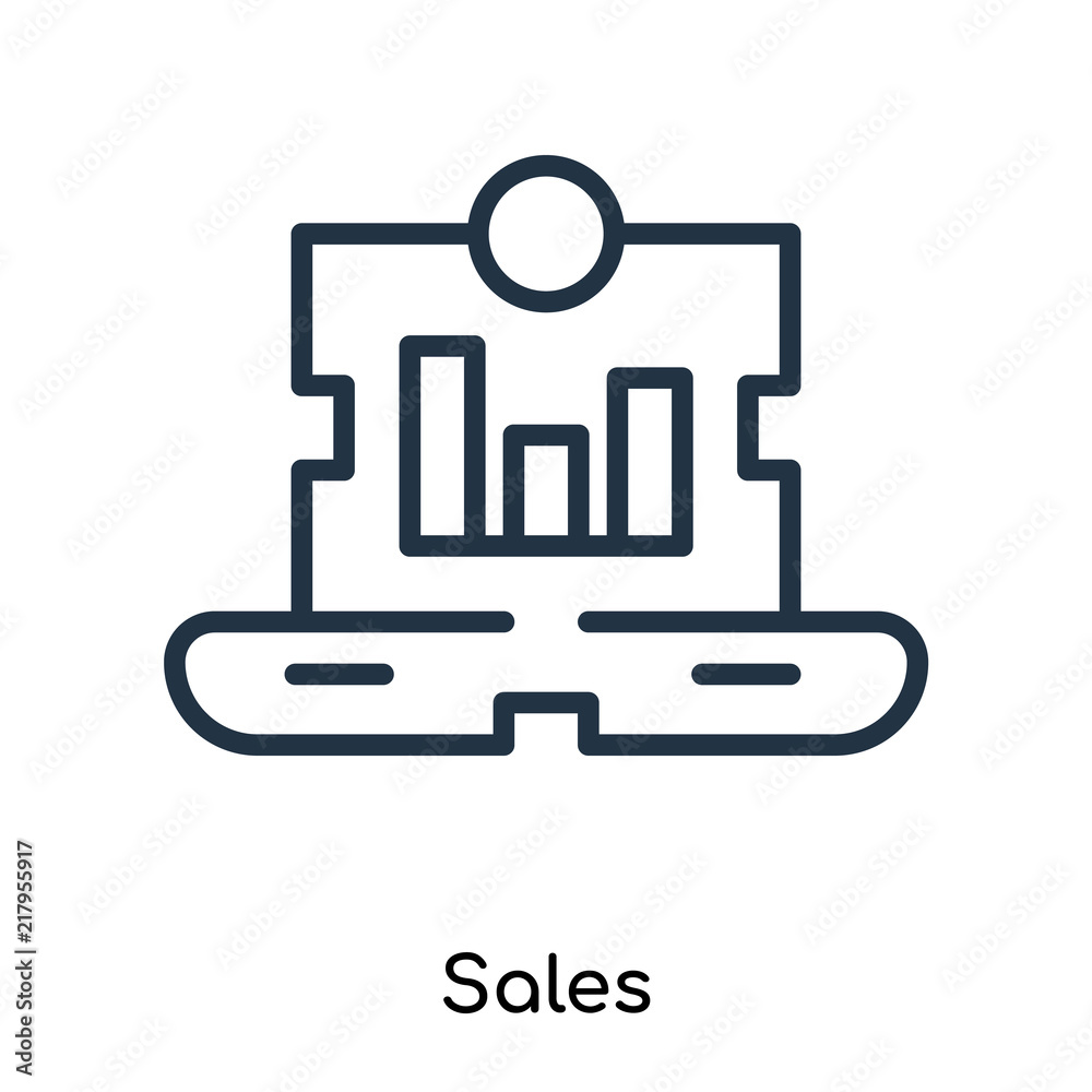 Sales icon vector isolated on white background, Sales sign , thin symbols or lined elements in outline style Sales icon vector isolated on white background, Sales sign , thin symbols or lined elements in outline style