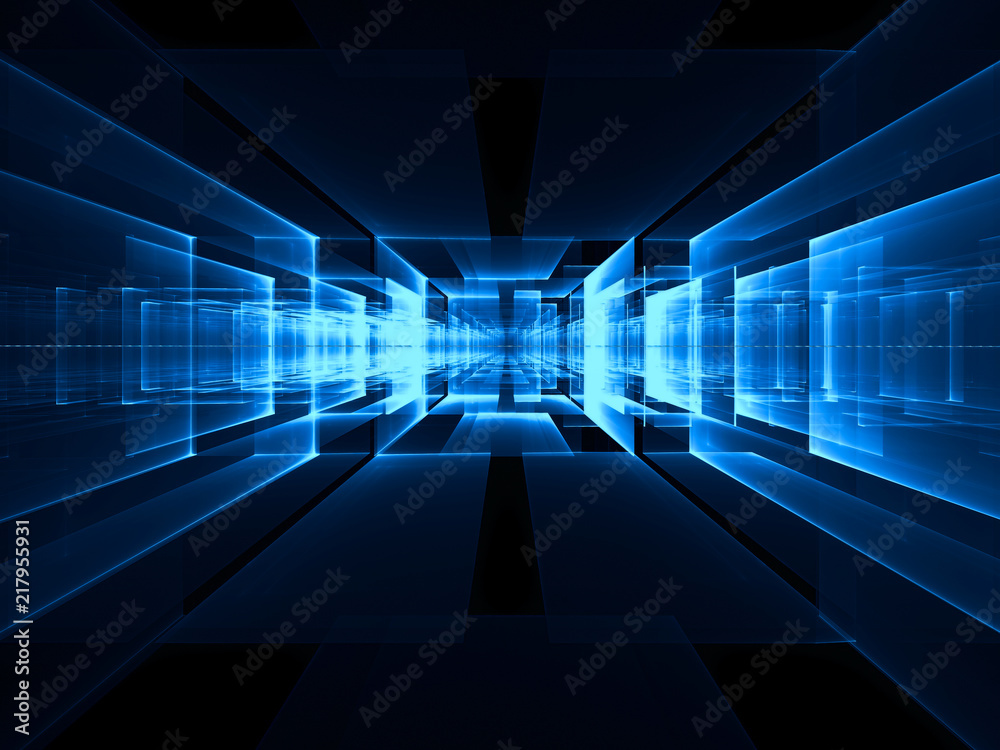 Obraz premium Abstrakcyjny portal lub centrum danych - obraz generowany cyfrowo
