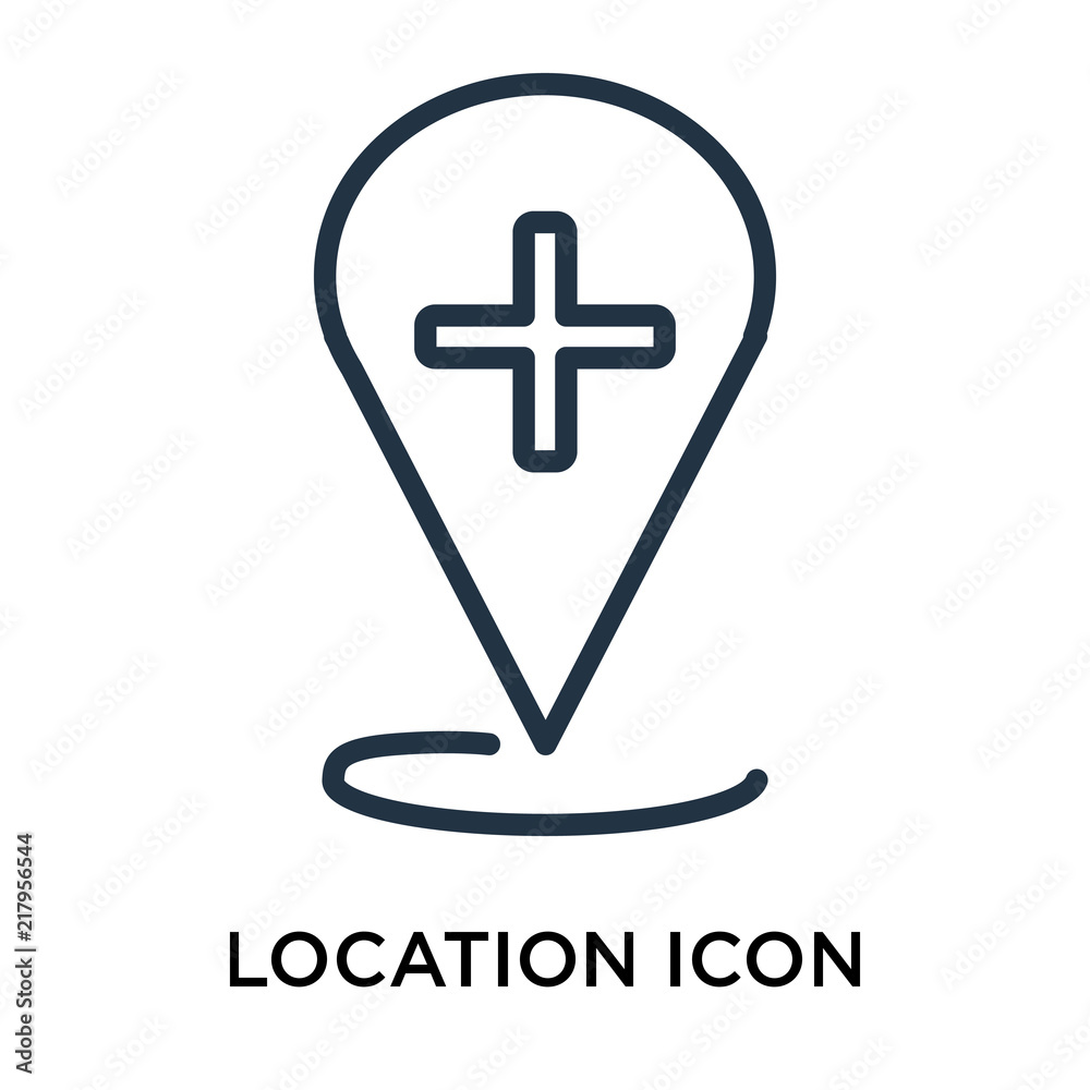 Obraz premium Location icon vector isolated on white background, Location sign , thin elements or linear logo design in outline style