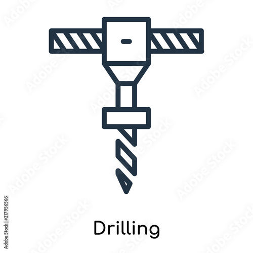 Drilling icon vector isolated on white background, Drilling sign , thin symbols or lined elements in outline style
