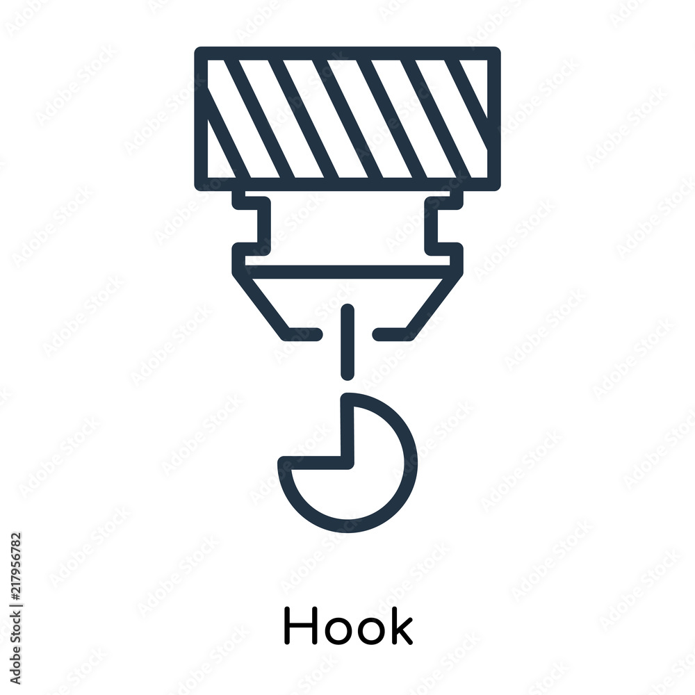 Hook icon vector isolated on white background, Hook sign , thin symbols or lined elements in outline style Hook icon vector isolated on white background, Hook sign , thin symbols or lined elements in outline style