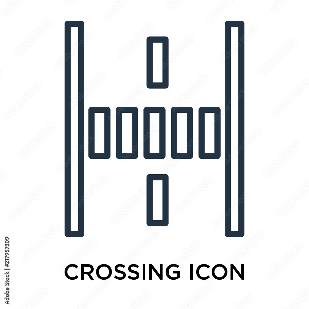 crossing icon isolated on white background. Simple and editable crossing icons. Modern icon vector illustration. crossing icon isolated on white background. Simple and editable crossing icons. Modern icon vector illustration.