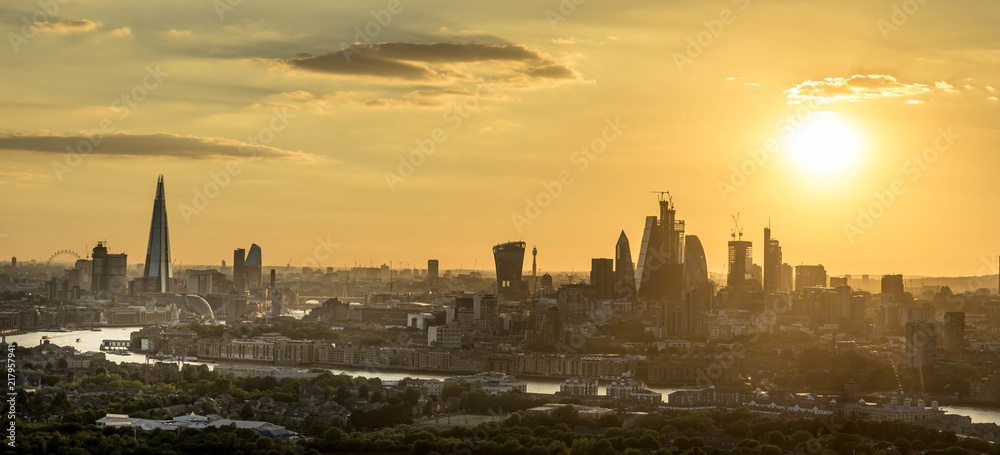 London skyline at sunset