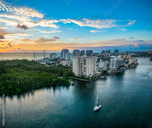Aerial View of Ft. Lauderdale  Florida  USA Skyline