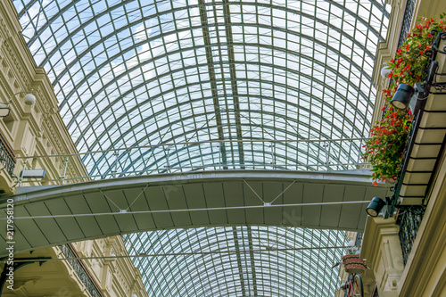 design building with glass roof in GUM (department store)